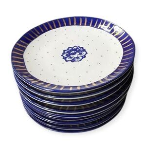 9 NWOT Anthropologie by Carla Dinnage Garden Guest Dessert Plate, Set of 9